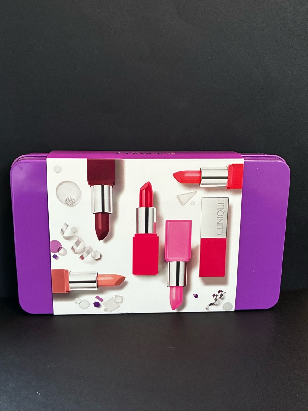 Clinique Pop Party Lip Color Set 5 New Full Size Lipsticks In Tin (1 Flawed Cap)